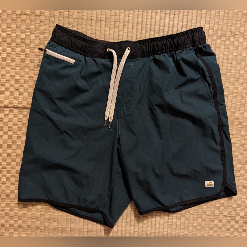 Vuori Men's Athletic Shorts - Teal and Black